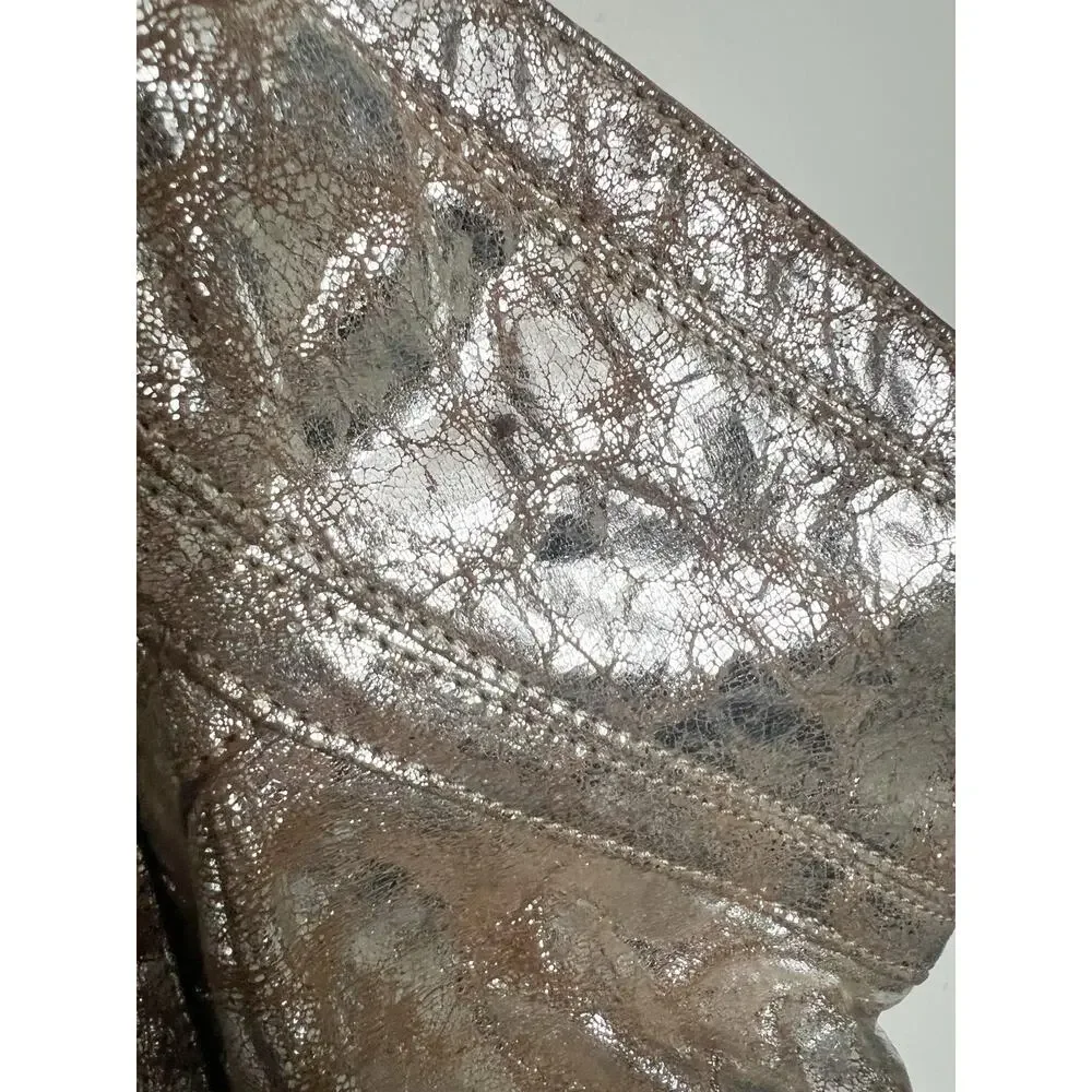 VTG KOOBA Purse Bag Metallic Silver 2000s Y2K Distressed Hobo Large Shoulder
